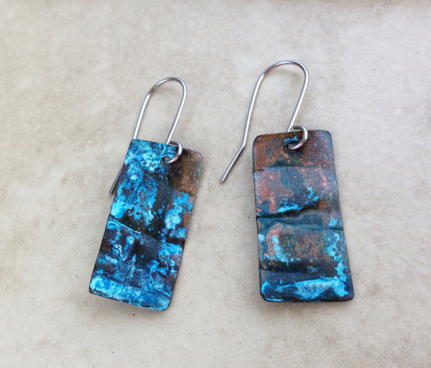 Copper Patina Jewelry - Basket of Blue