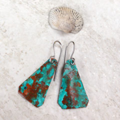 Forged Copper Earrings Green Copper patina Verdigris jewelry – Basket ...