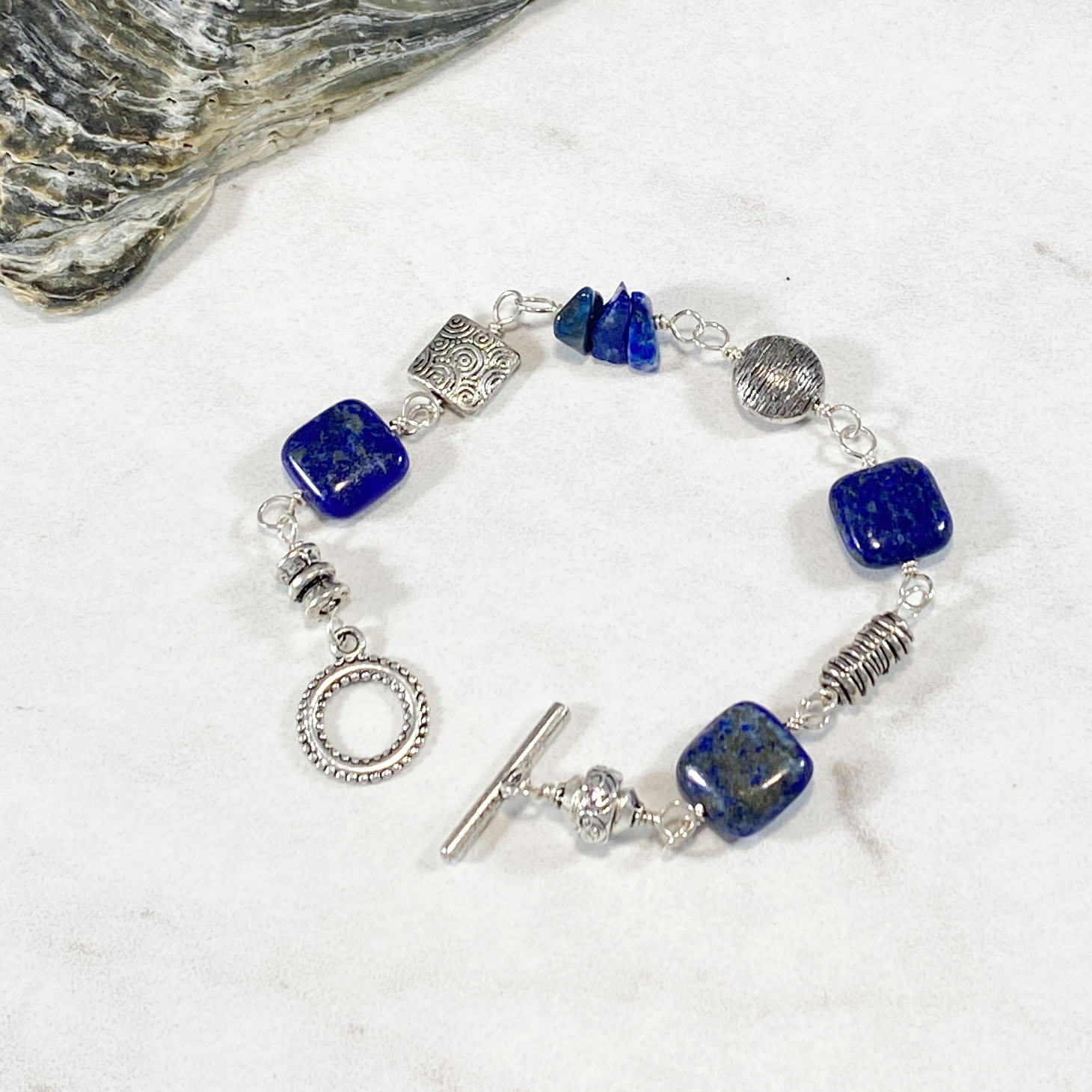 Lapis, Rolled Gold and Silver Beaded Bracelet by JB Designs. – Smithsonia