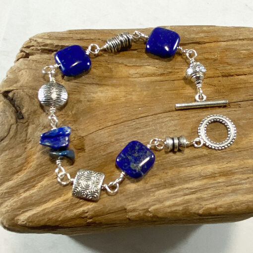 Item #1013A- Large Wide Navajo Lapis Lazuli Decorative Sterling Silver Cuff  Bracelet by EM Teller —Men's and Women's Various Stone & Gemstone Bracelets