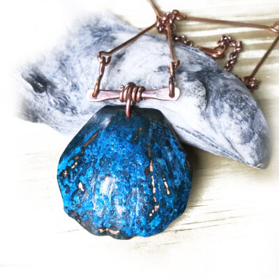Copper Blue Patina Shell Necklace – Basket of Blue